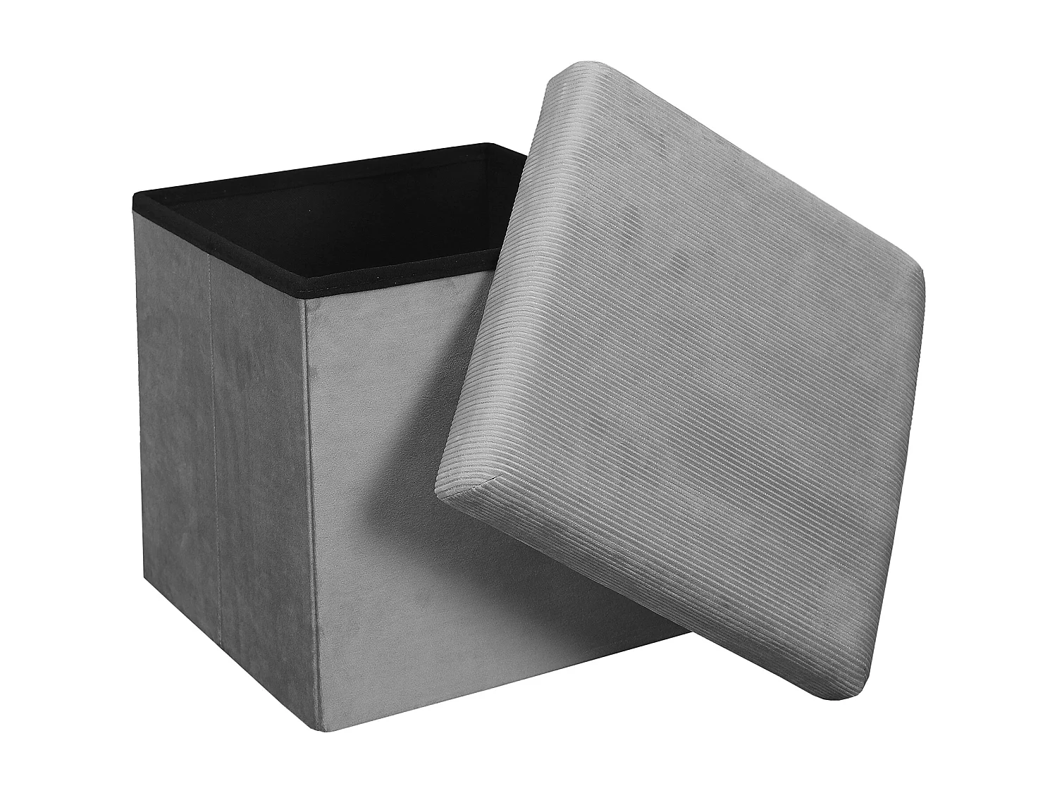 Coffre Pouf Pliable Velours Cotele Giulia Grism4 Gris