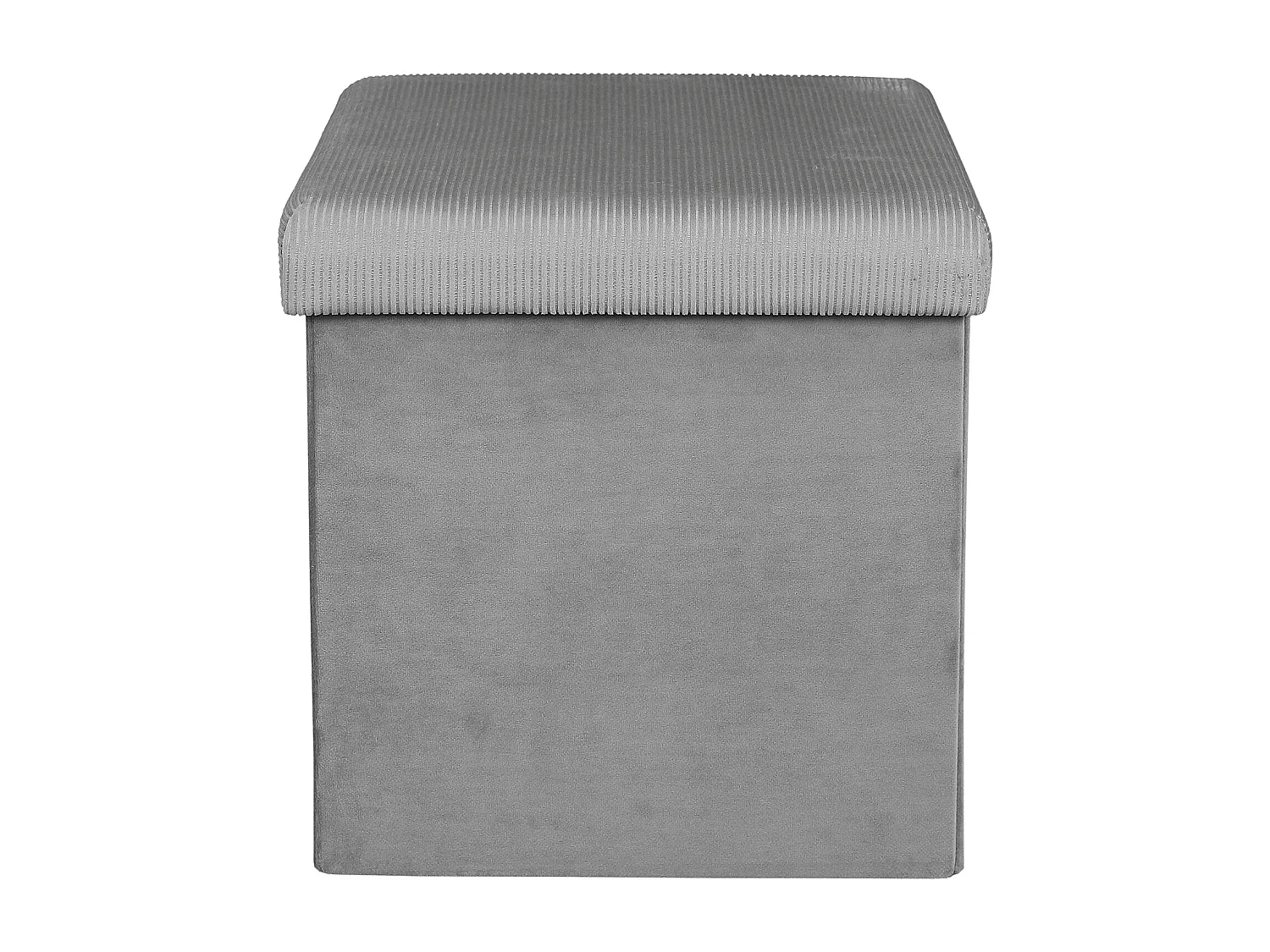 Coffre Pouf Pliable Velours Cotele Giulia Grism4 Gris