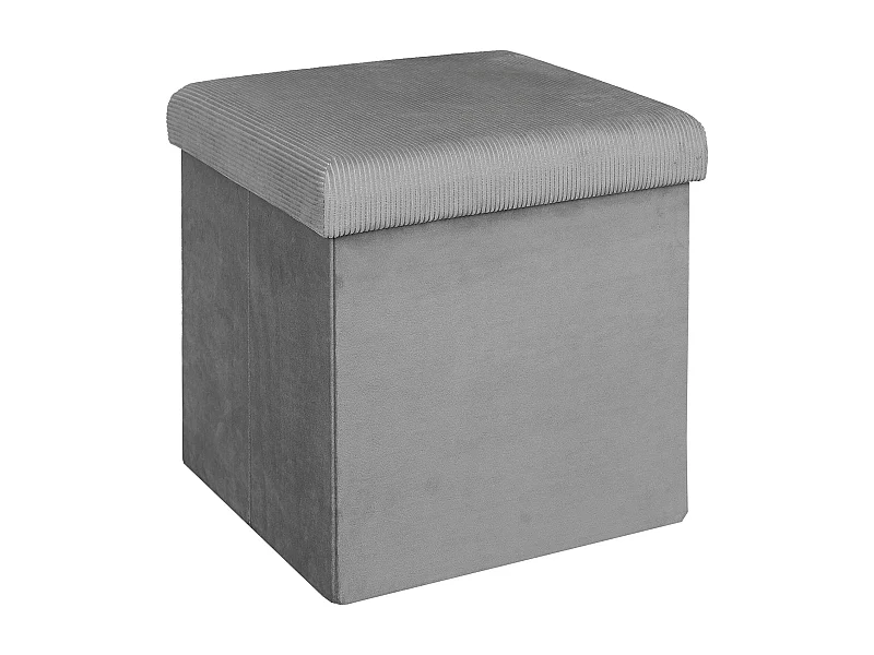 Coffre Pouf Pliable Velours Cotele Giulia Grism4 Gris