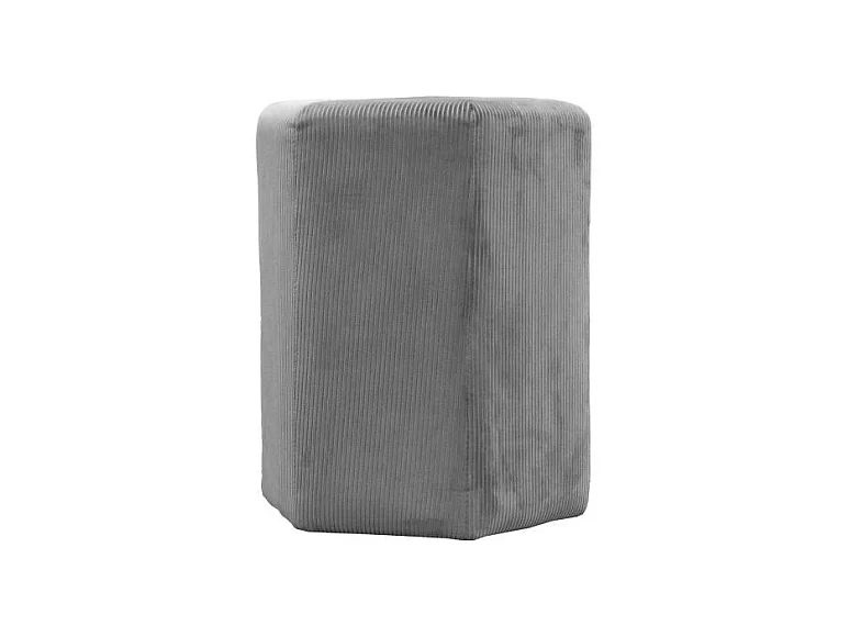 Pouf Velours Cotele 35cm Giulia Gris Fonce Gris