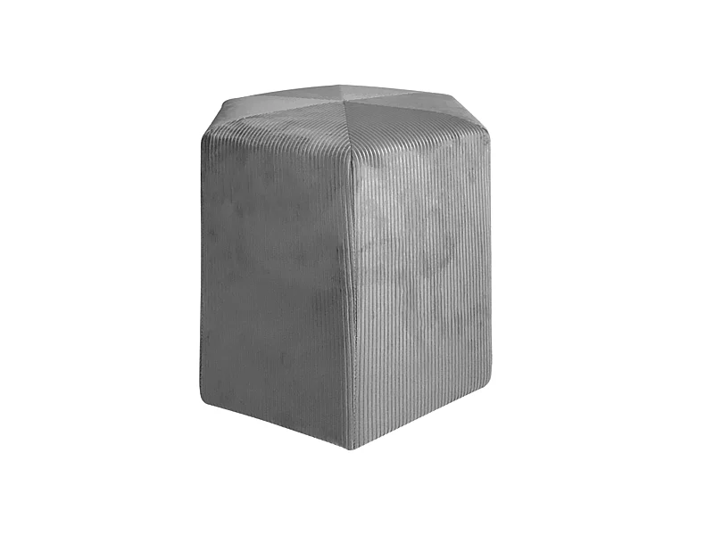 Pouf Velours Cotele 35cm Giulia Gris Fonce Gris