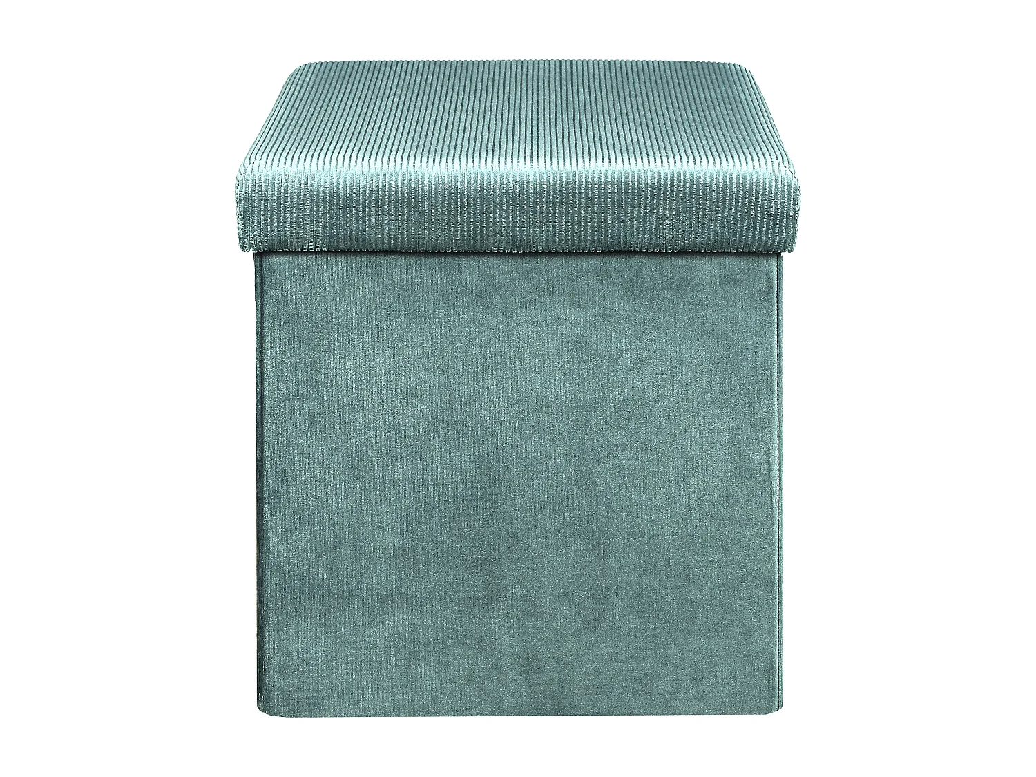 Coffre Pouf Pliable Velours Cotele Giulia Bleu Bleu
