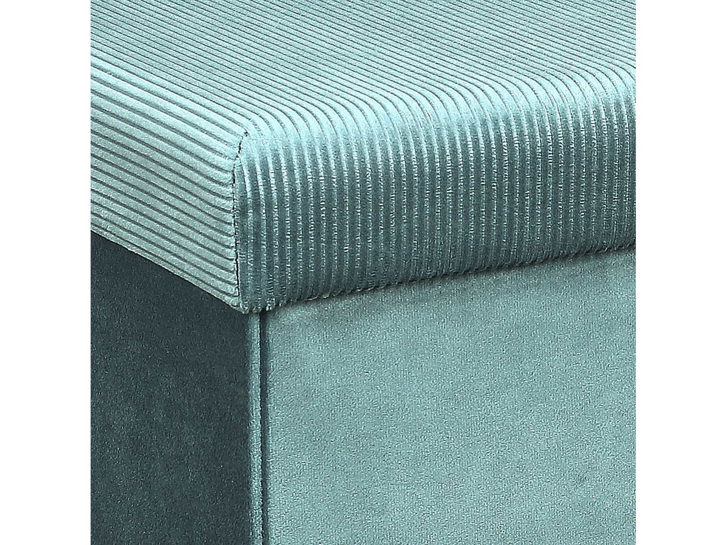 Coffre Pouf Pliable Velours Cotele Giulia Bleu Bleu