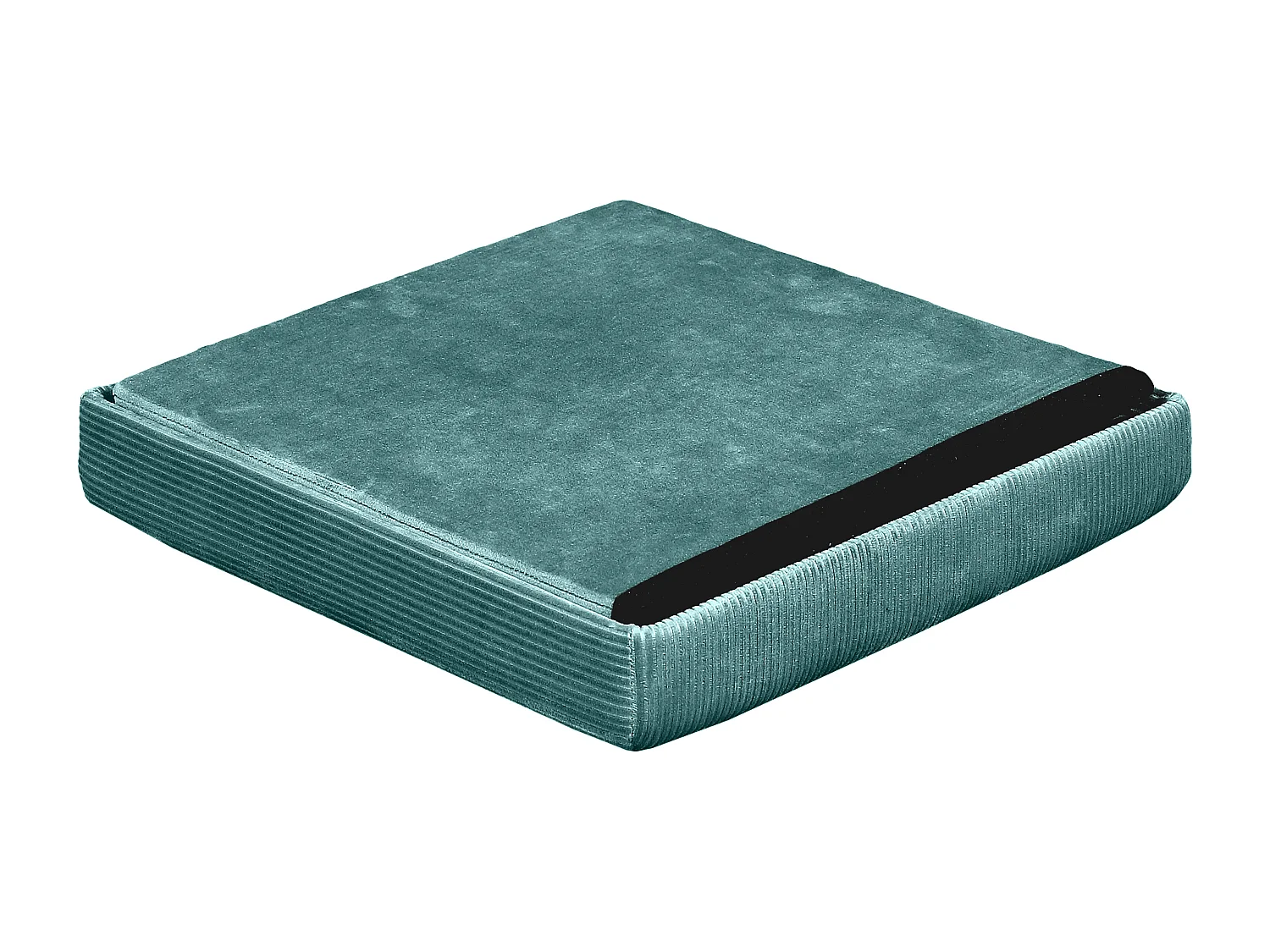 Coffre Pouf Pliable Velours Cotele Giulia Bleu Bleu