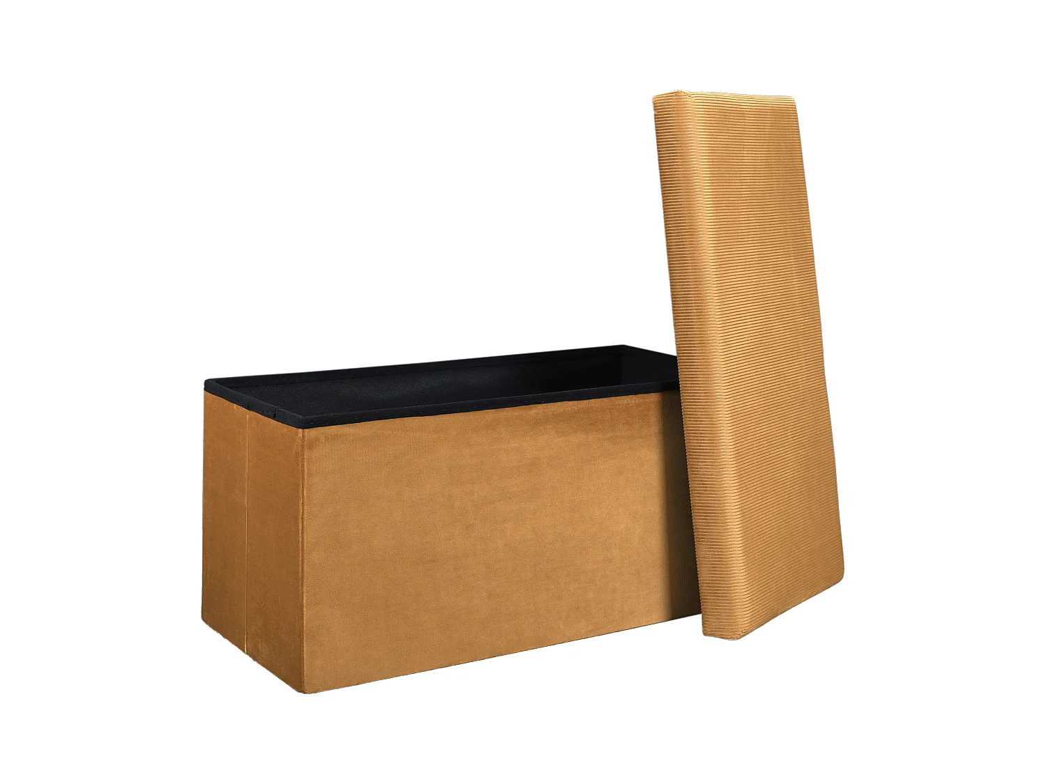 Coffre Banc Pliable Velours Cotele Giulia Jaune Jaune