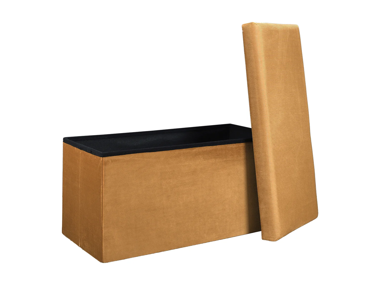 Coffre Banc Pliable Velours Cotele Giulia Jaune Jaune