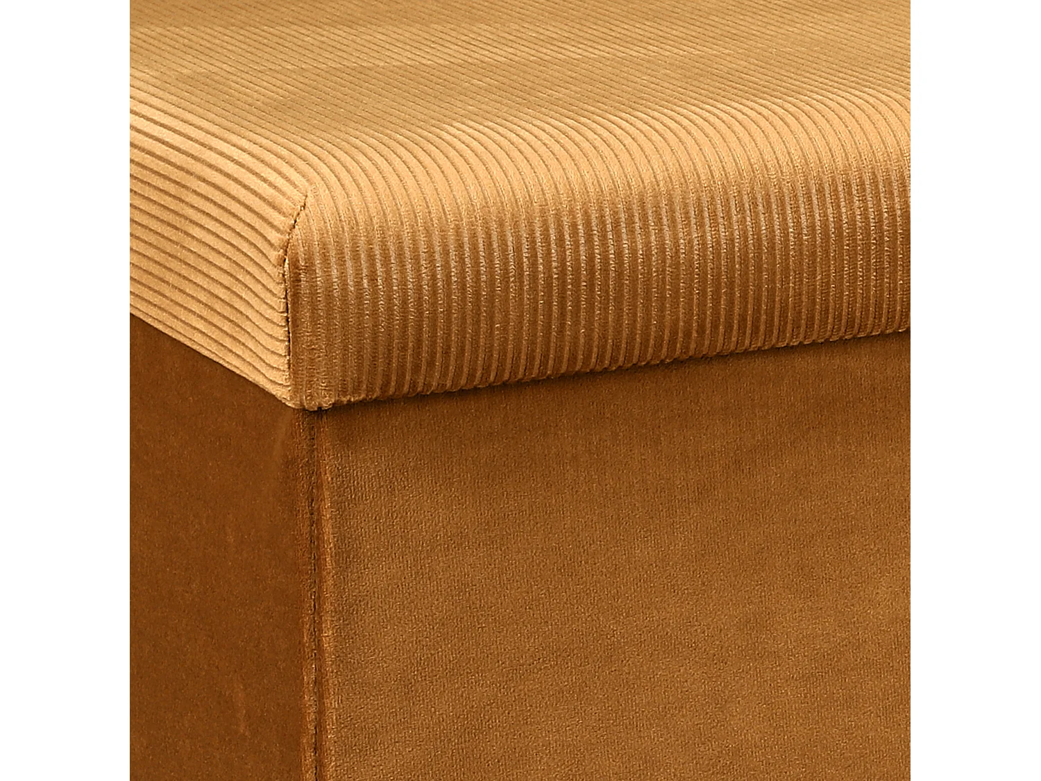 Coffre Banc Pliable Velours Cotele Giulia Jaune Jaune