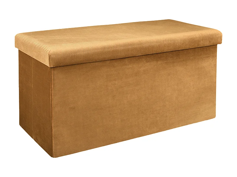 Coffre Banc Pliable Velours Cotele Giulia Jaune Jaune