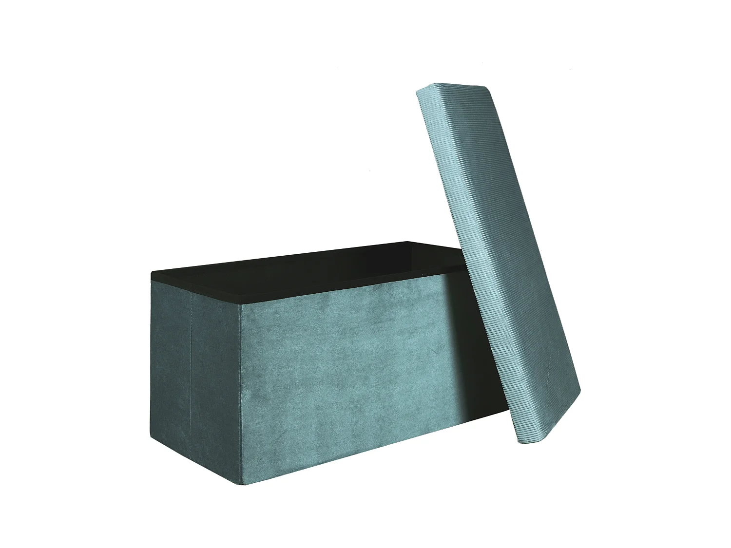 Coffre Banc Pliable Velours Cotele Giulia Bleu Bleu