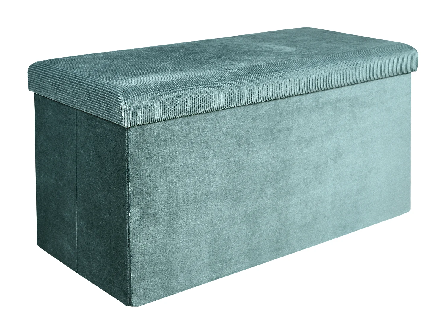 Coffre Banc Pliable Velours Cotele Giulia Bleu Bleu