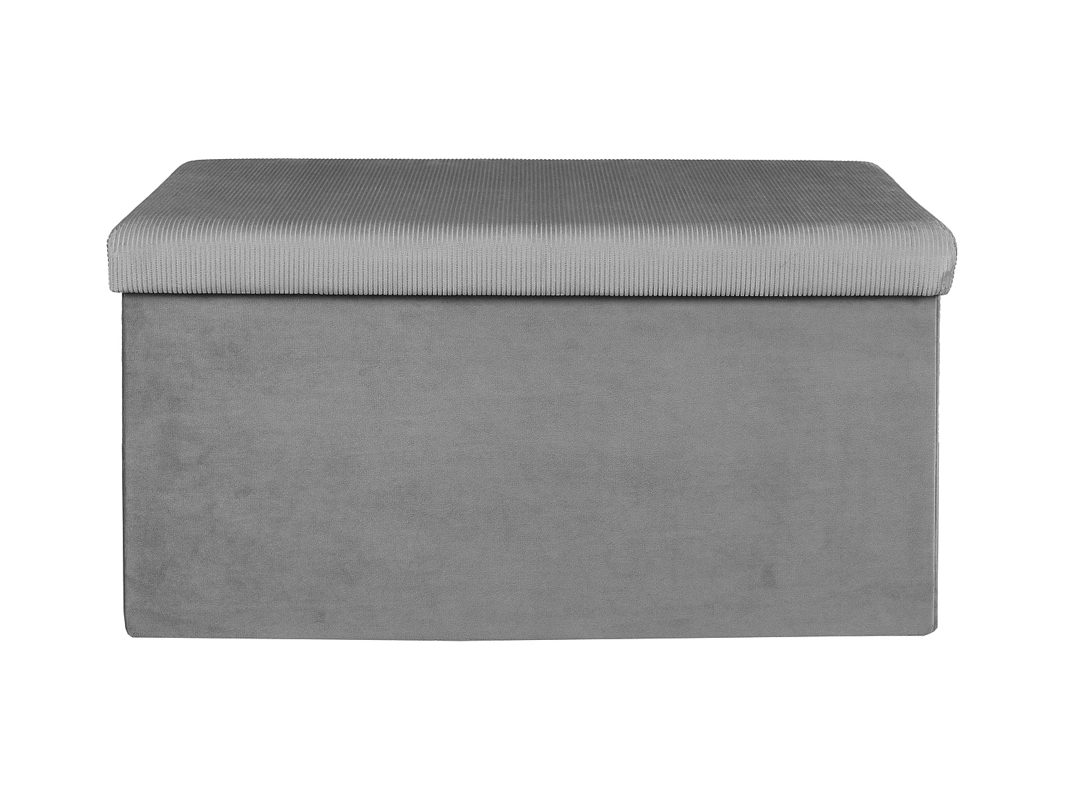 Coffre Banc Pliable Velours Cotele Giulia Gris Gris