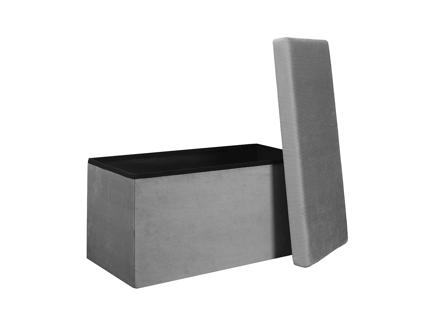 Coffre Banc Pliable Velours Cotele Giulia Gris Gris