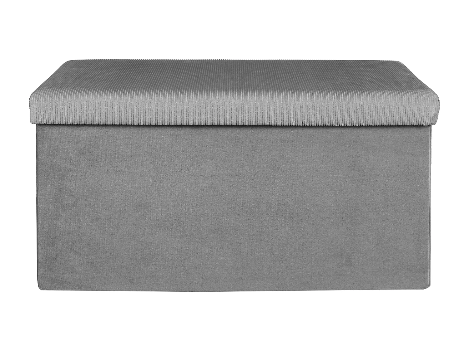 Coffre Banc Pliable Velours Cotele Giulia Gris Gris