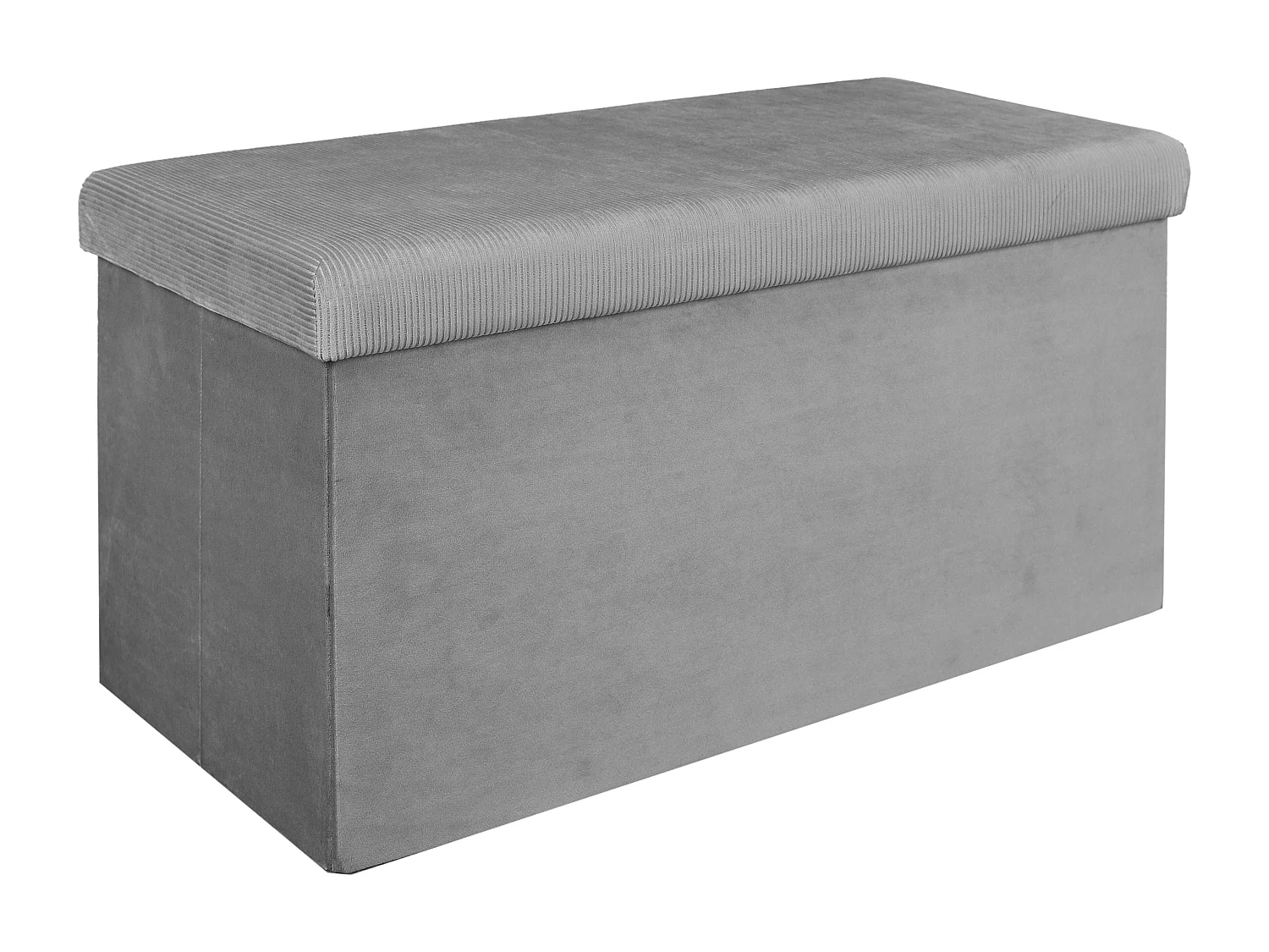 Coffre Banc Pliable Velours Cotele Giulia Gris Gris