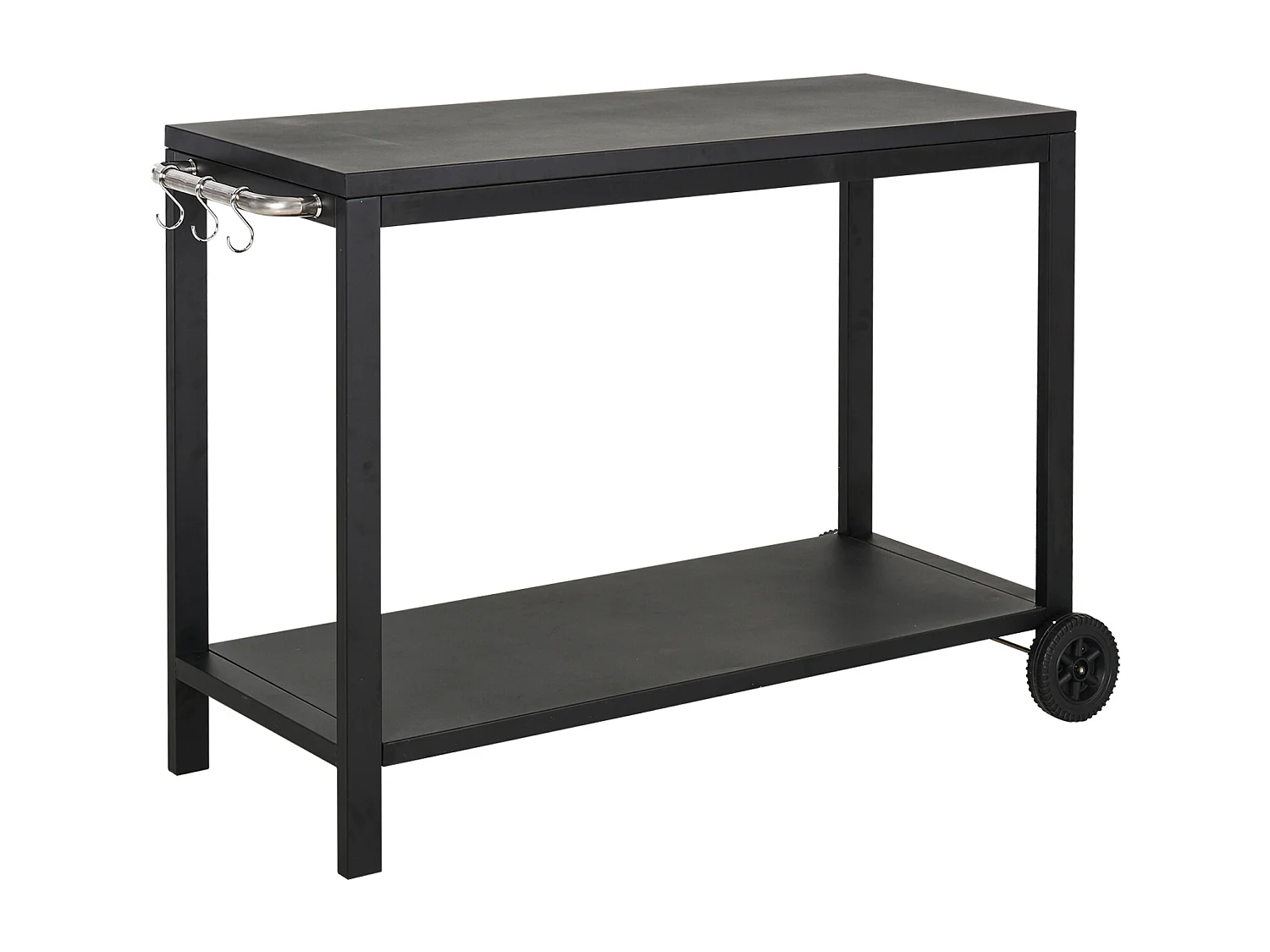 Desserte de jardin - desserte pour plancha - chariot de service à roulettes multi-rangements acier noir