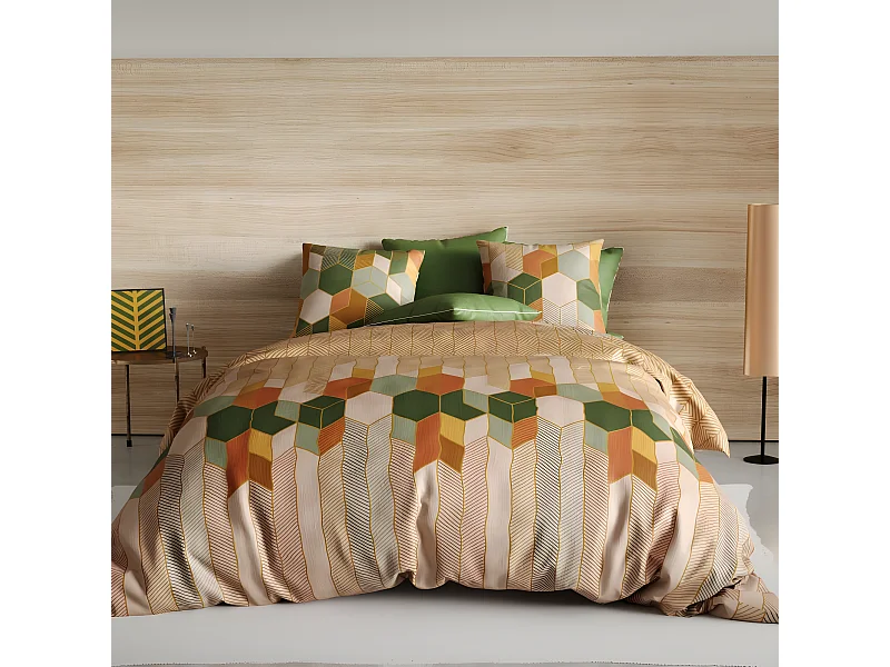 Housse de couette 220x240 cm + 2 taies d'oreiller 63x63 cm 100% Coton 57 fils Zébu