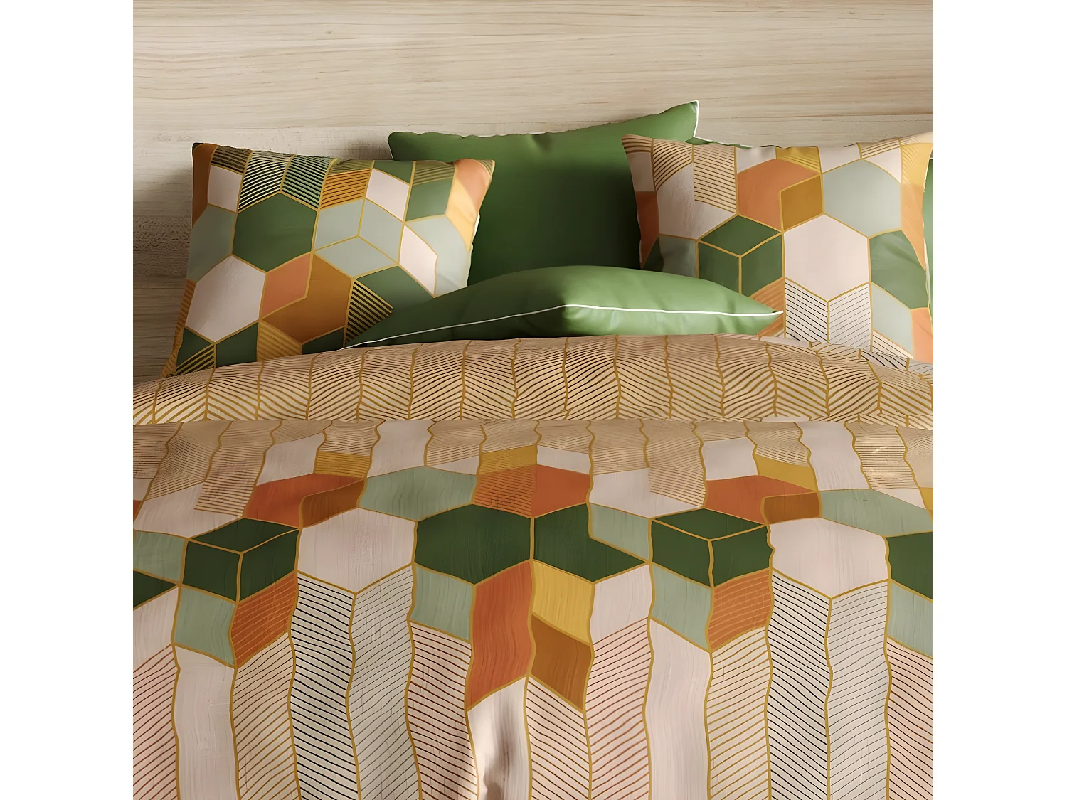 Housse de couette 220x240 cm + 2 taies d'oreiller 63x63 cm 100% Coton 57 fils Zébu