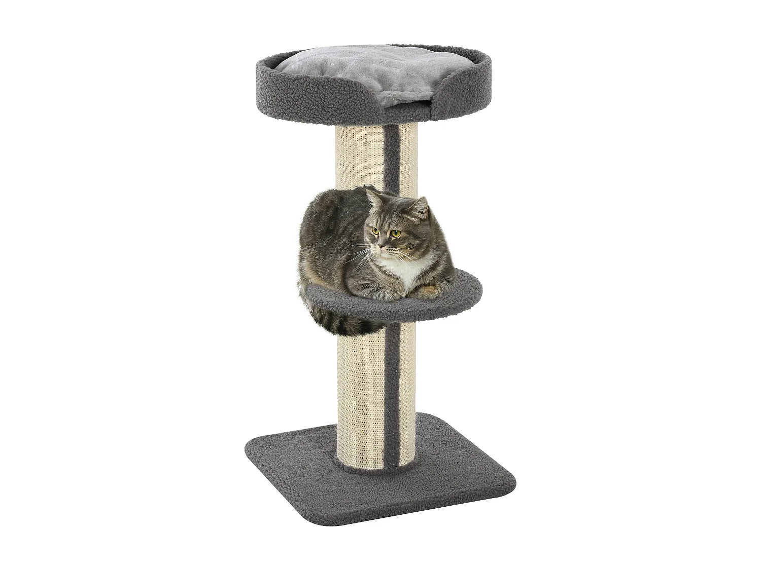 Arbre à chat avec griffoir centre d'activités 2 plateformes coussin gris