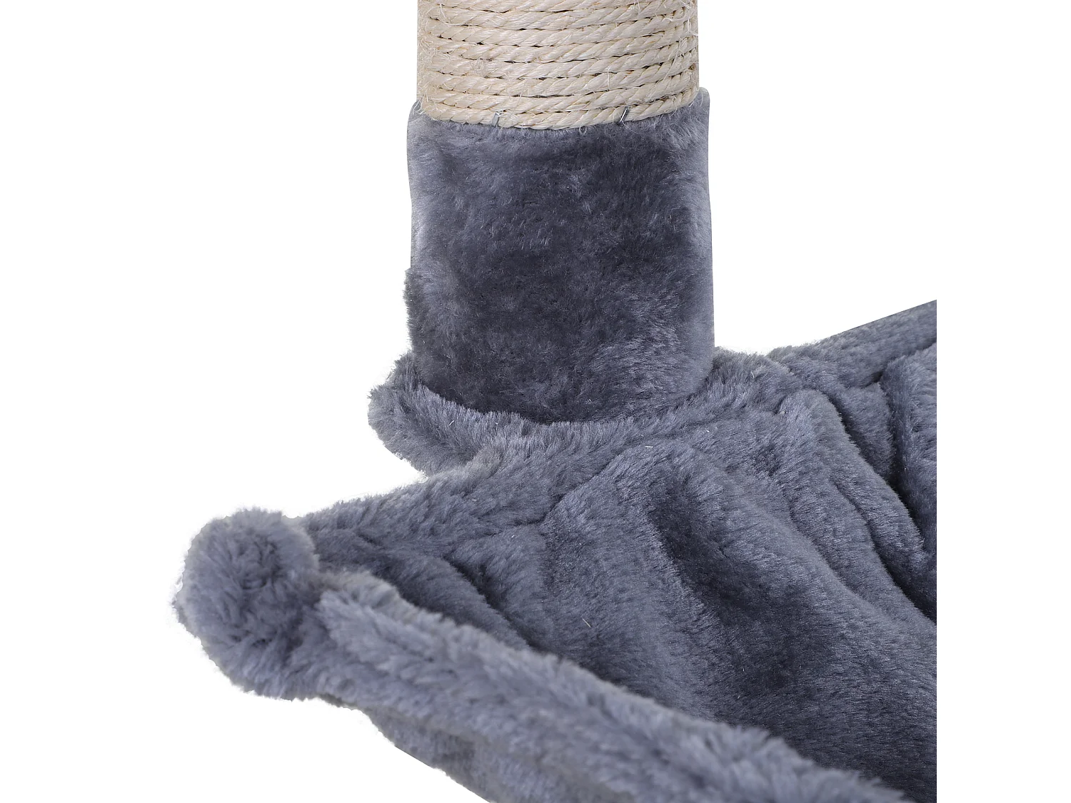 Arbre à chat 3 griffoirs grattoirs sisal naturel plateforme hamac et boule suspendue dim. 50L x 36l x 70H cm peluche haute densité 220 g/m² gris