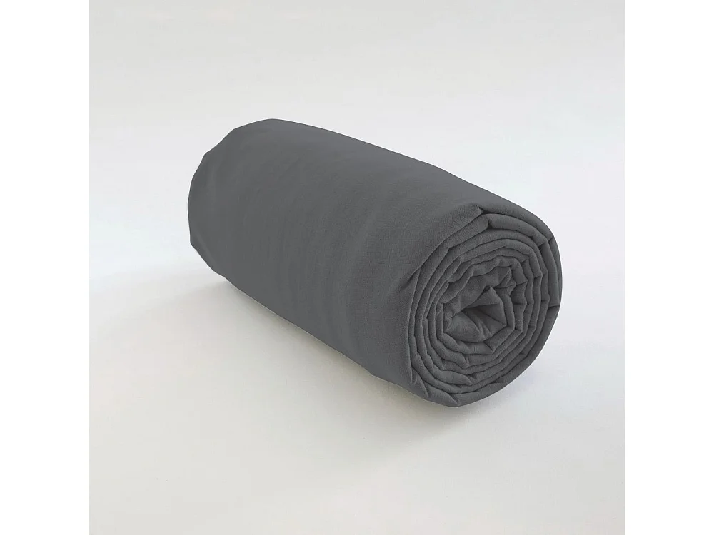 Drap housse 140x190 +35 cm 100% Coton 57 fils Gris Foncé