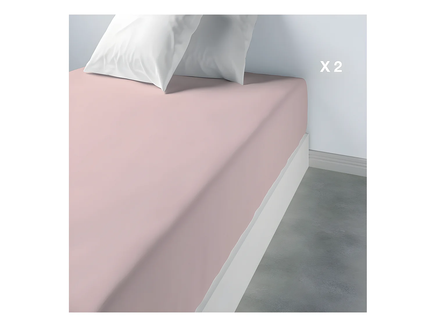 2 Draps housse 80x200 +35 cm 100% Coton 57 fils Blush
