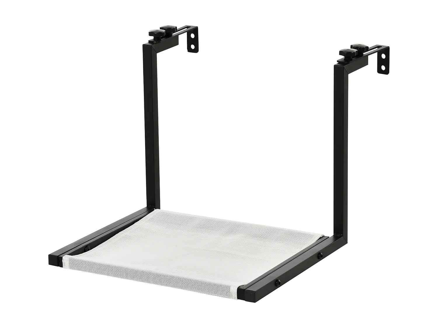 Arbre à chat mural design - étagère murale pour chat - hamac radiateur chat - armature avec fixation réglable - acier noir PVC polyester crème