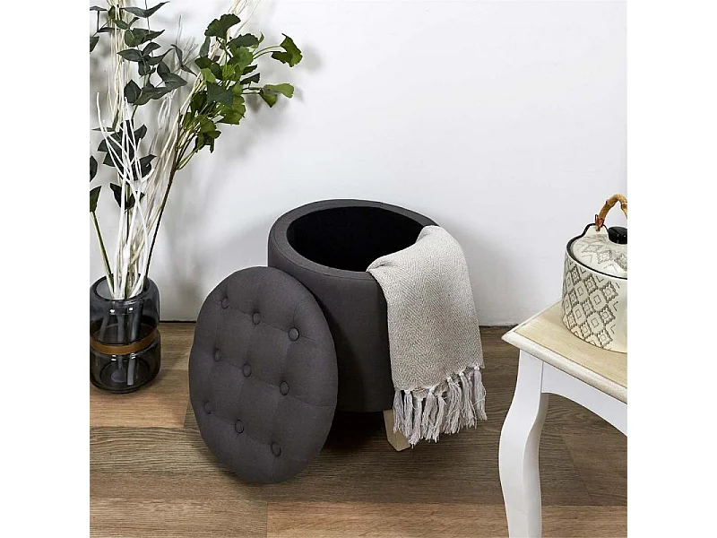 Pouf & Coffre de Rangement "Eleonor" 40cm Gris