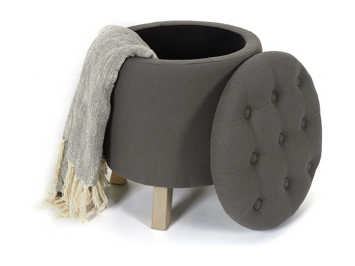 Pouf & Coffre de Rangement "Eleonor" 40cm Gris
