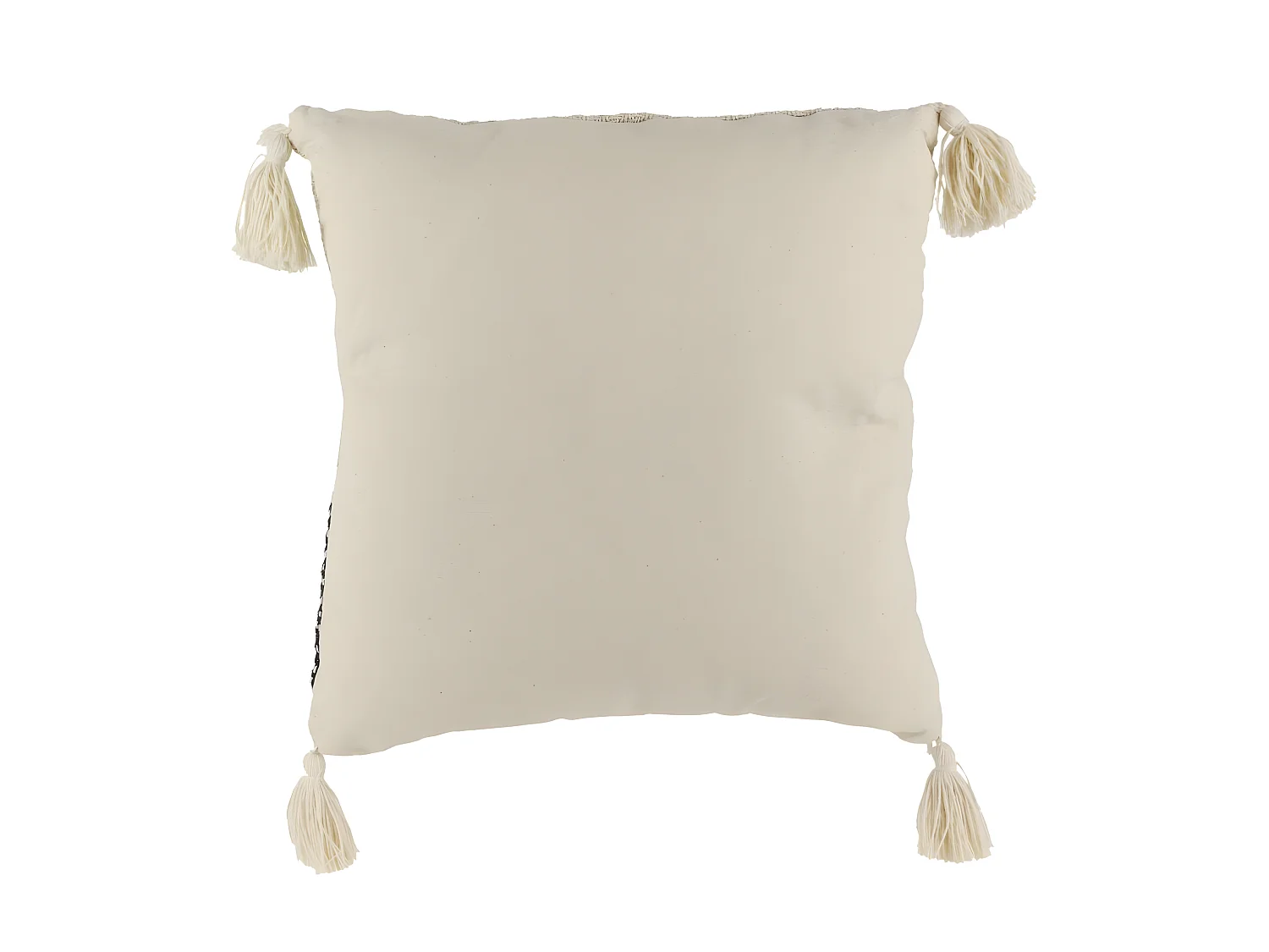 Cuscino Berbero a Righe e Pon Pon Beige 40x40cm Rimovibile - Stile Etnico
