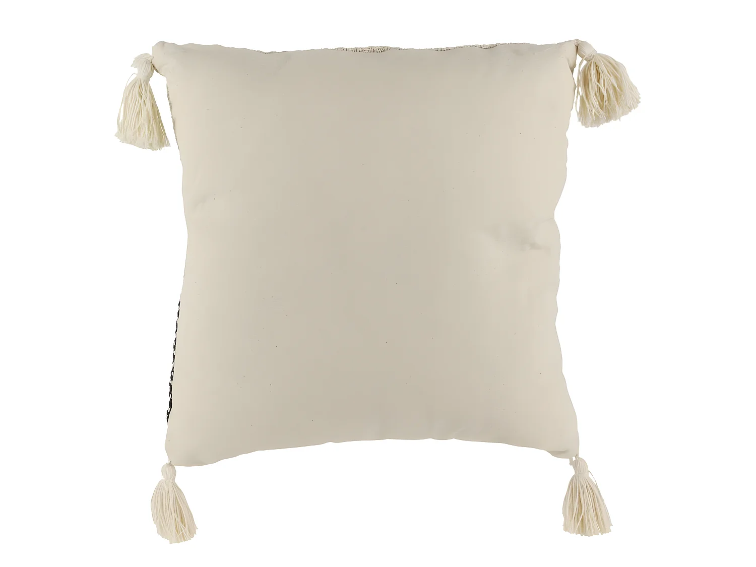 Coussin Berbere Rayures Pompons Beige 40x40cm Beige, Noir