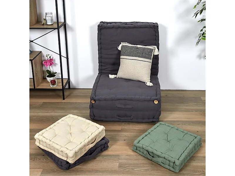 Coussin Berbere Rayures Pompons Beige 40x40cm Beige, Noir