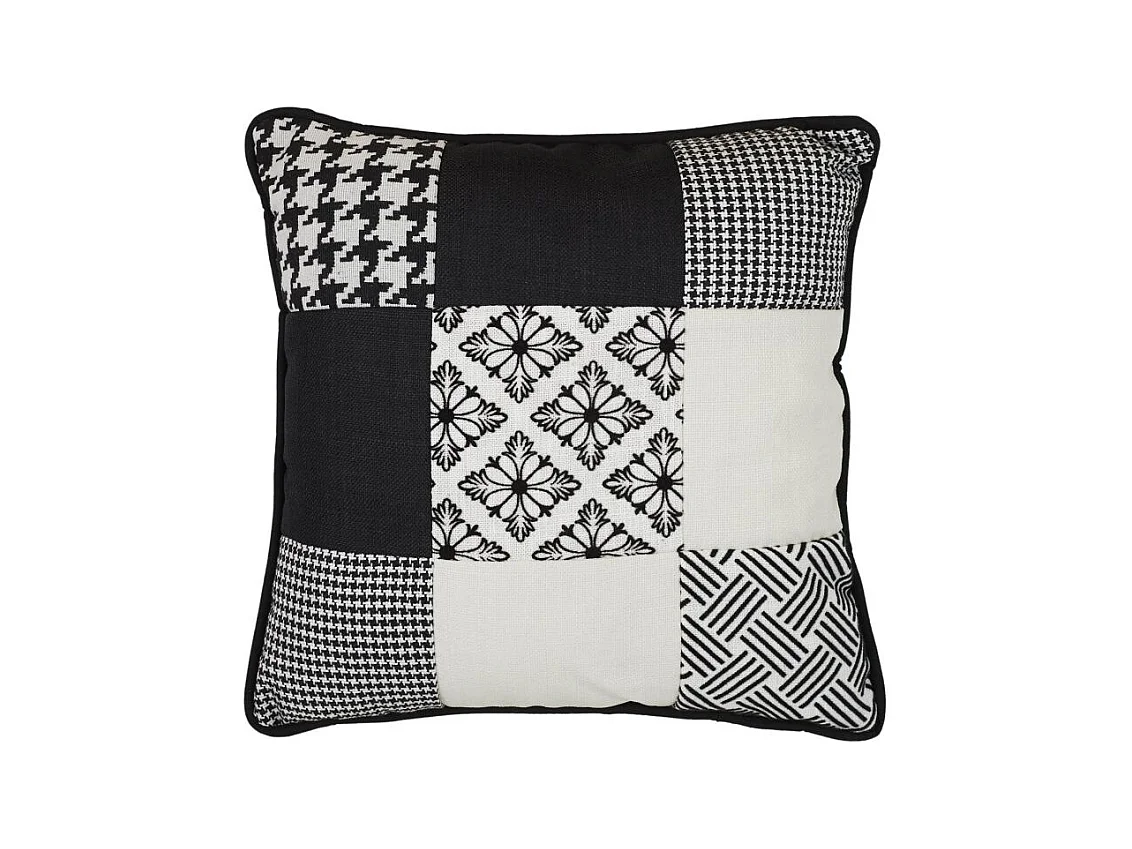 Coussin Patchwork Noir Blanc 40x40cm Multicolore