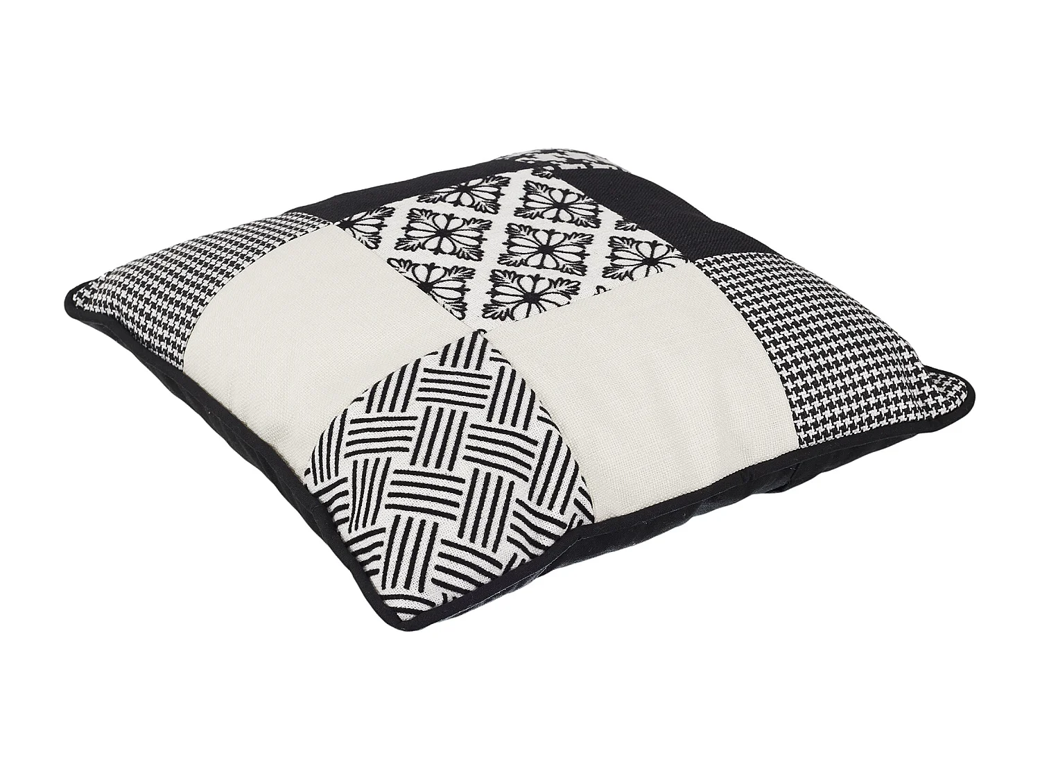 Coussin Patchwork Noir Blanc 40x40cm Multicolore