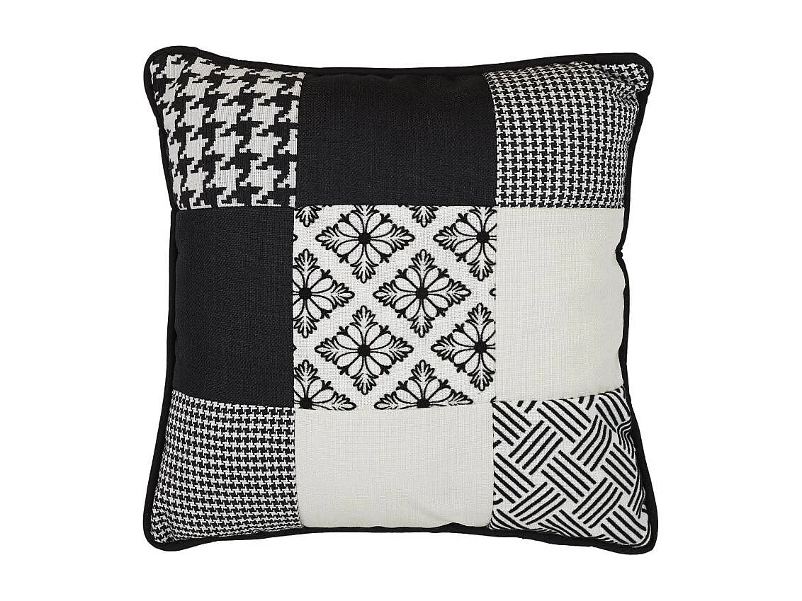 Coussin Patchwork Noir Blanc 40x40cm Multicolore