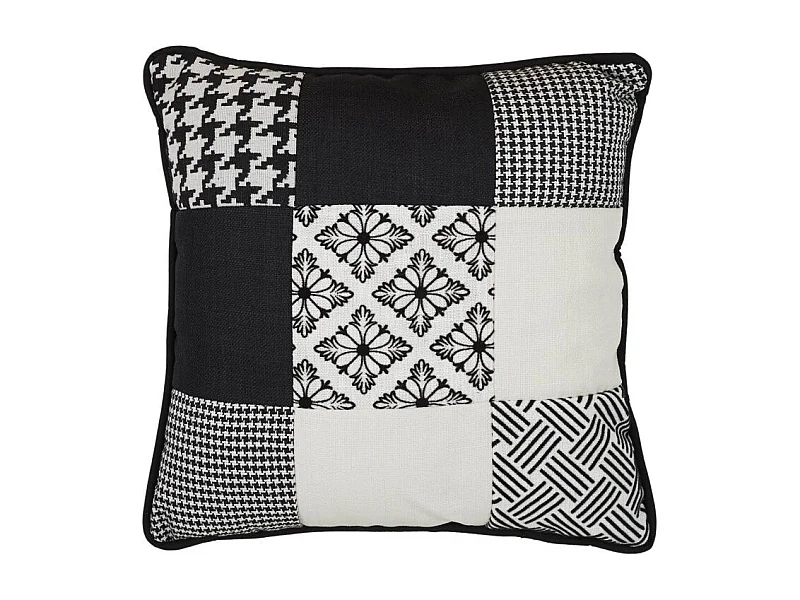 Coussin Patchwork Noir Blanc 40x40cm Multicolore
