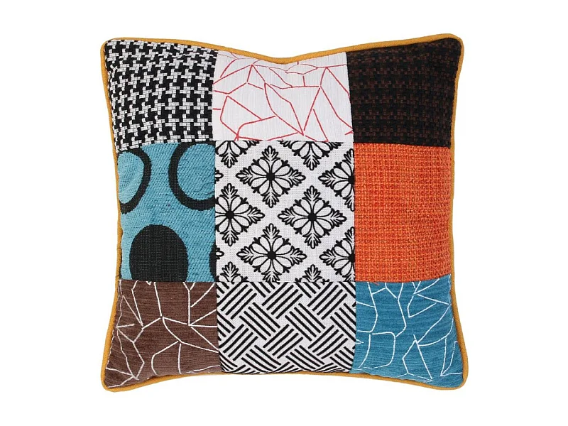 Coussin Patchwork Dehoussable 40x40cm Multicolore