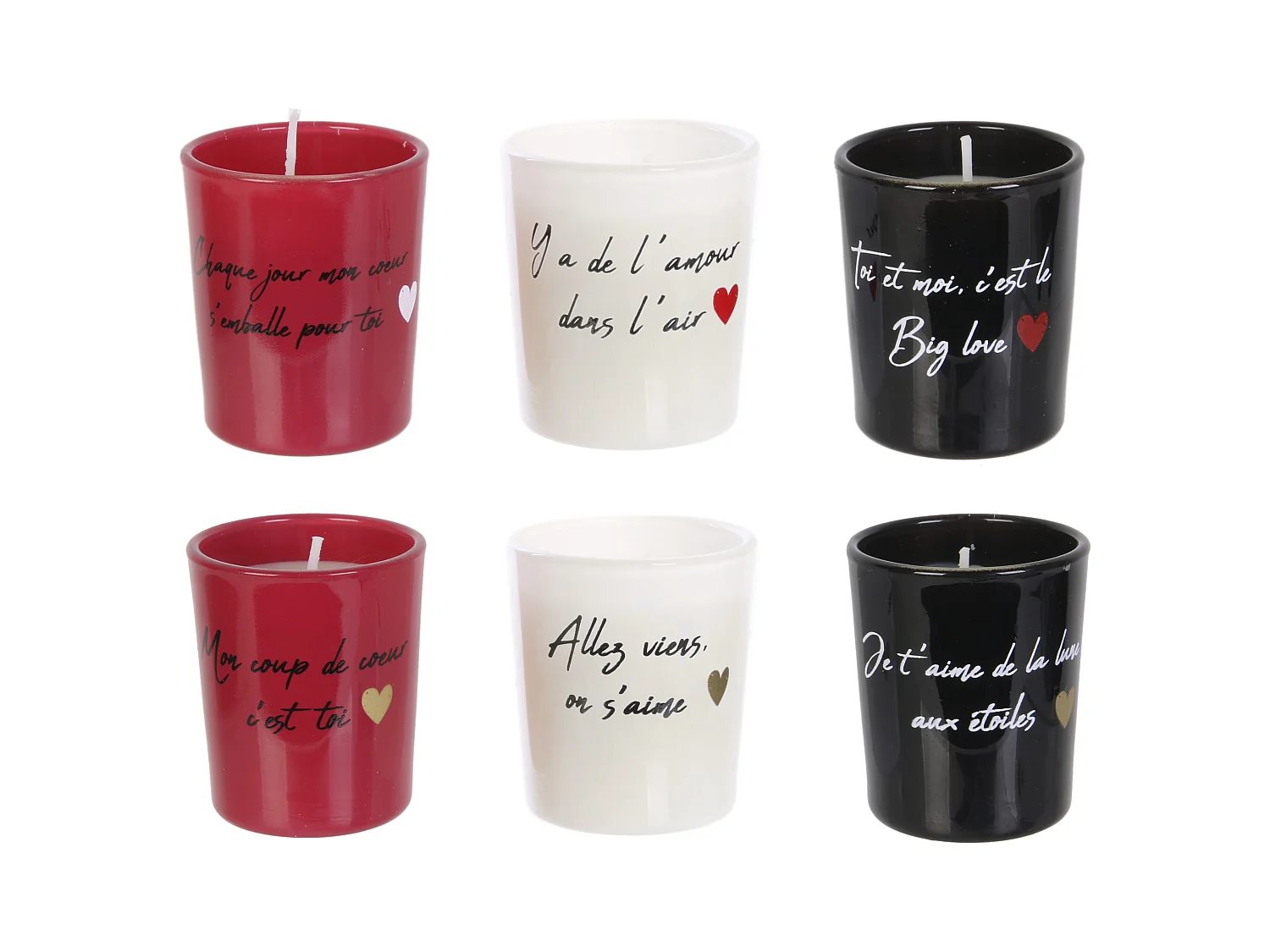 Confezione di 6 candele Love Words
