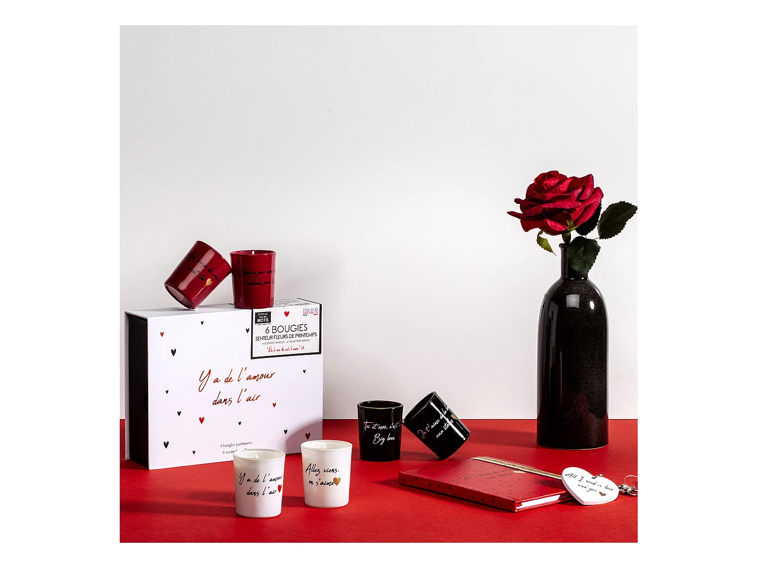 Confezione di 6 candele Love Words