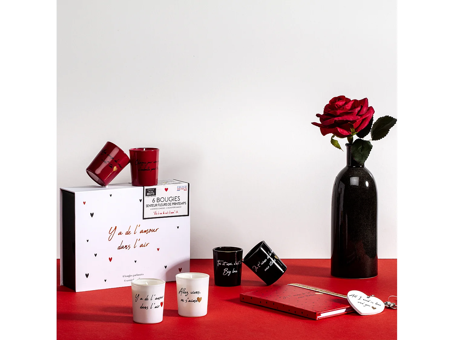 Zestaw 6 Świec Zapachowych Słowa Miłości - Szklane, Zapach Kwiatów Wiosny, Romantyczne Wiadomości
