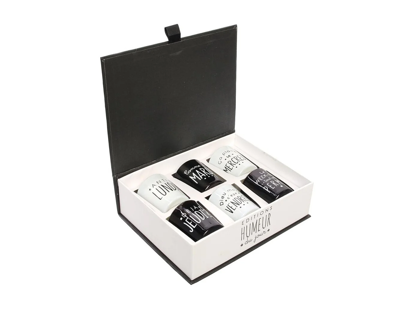 Bougie Parfumee X6 Coffret Humeur H5cm Noir, Blanc