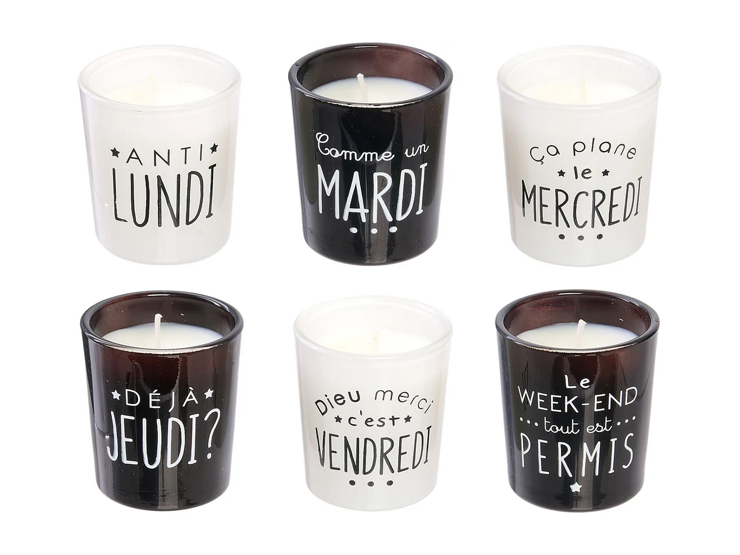 Bougie Parfumee X6 Coffret Humeur H5cm Noir, Blanc