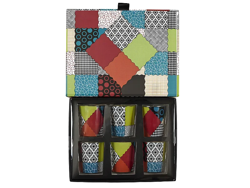 Lot de 6 Bougies Parfumées "Patchwork" 5cm Multicolore