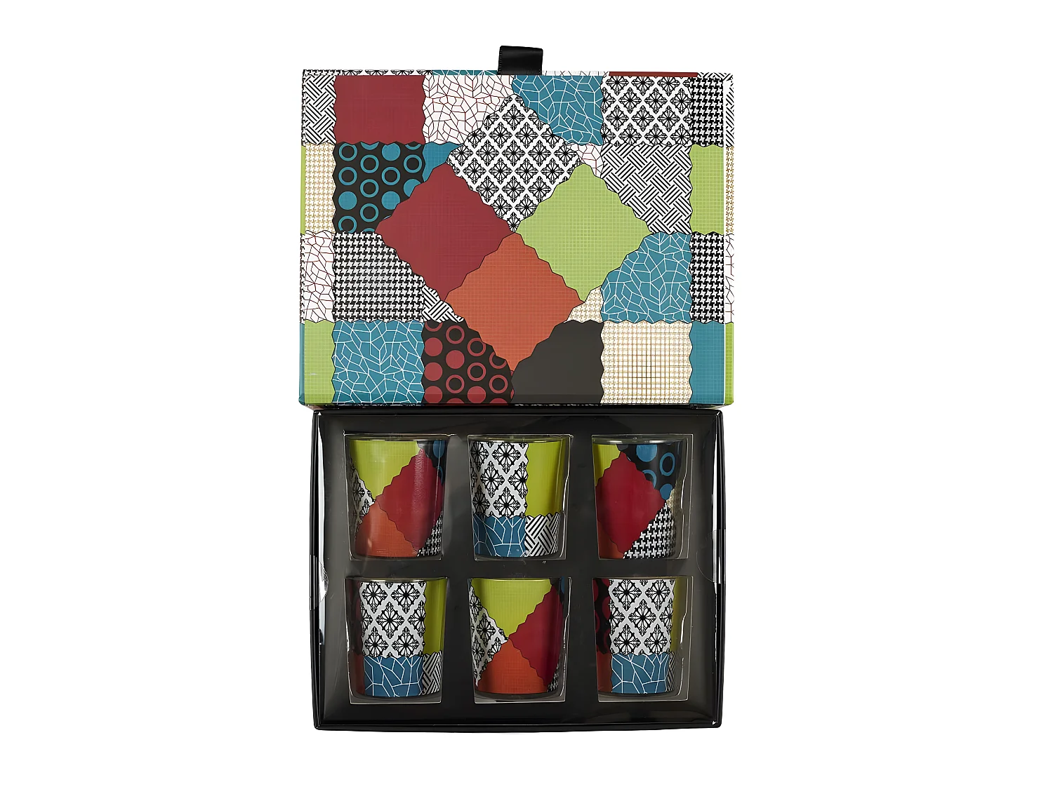 Lot de 6 Bougies Parfumées "Patchwork" 5cm Multicolore