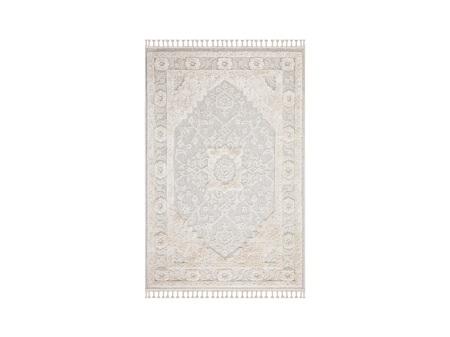 Tapis Boho Chic à franges tressées Crème 160x230cm