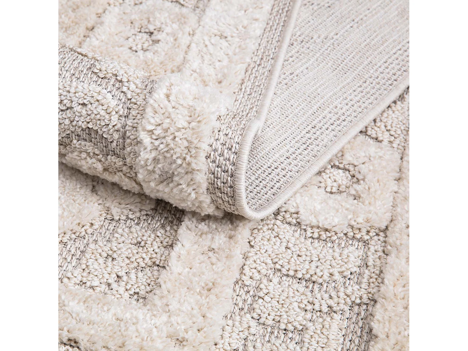 Tapis Boho Chic à franges tressées Crème 160x230cm