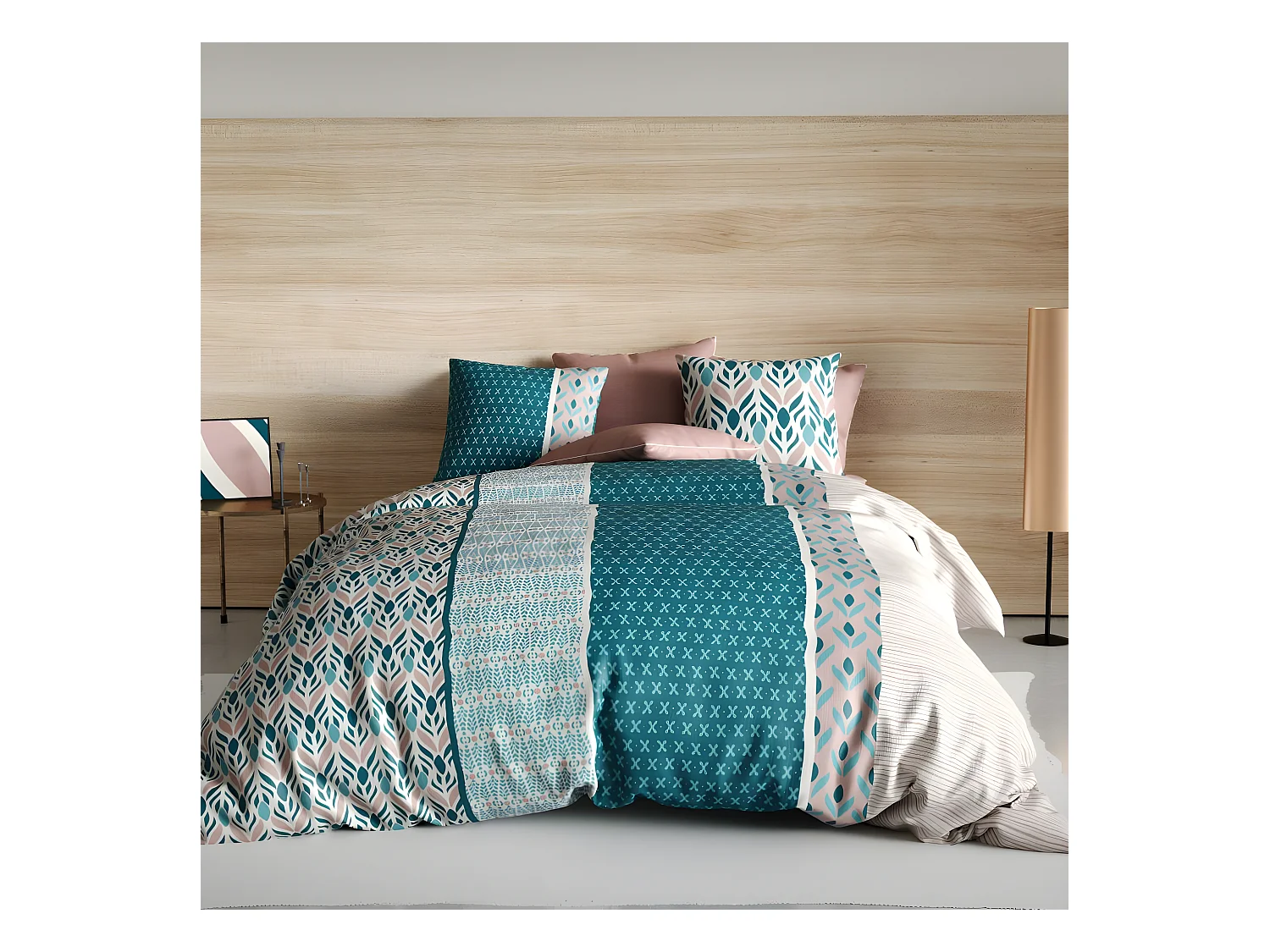 Housse de couette 240x260 cm + 2 taies d'oreiller 63x63 cm 100% Coton 57 fils Limbe