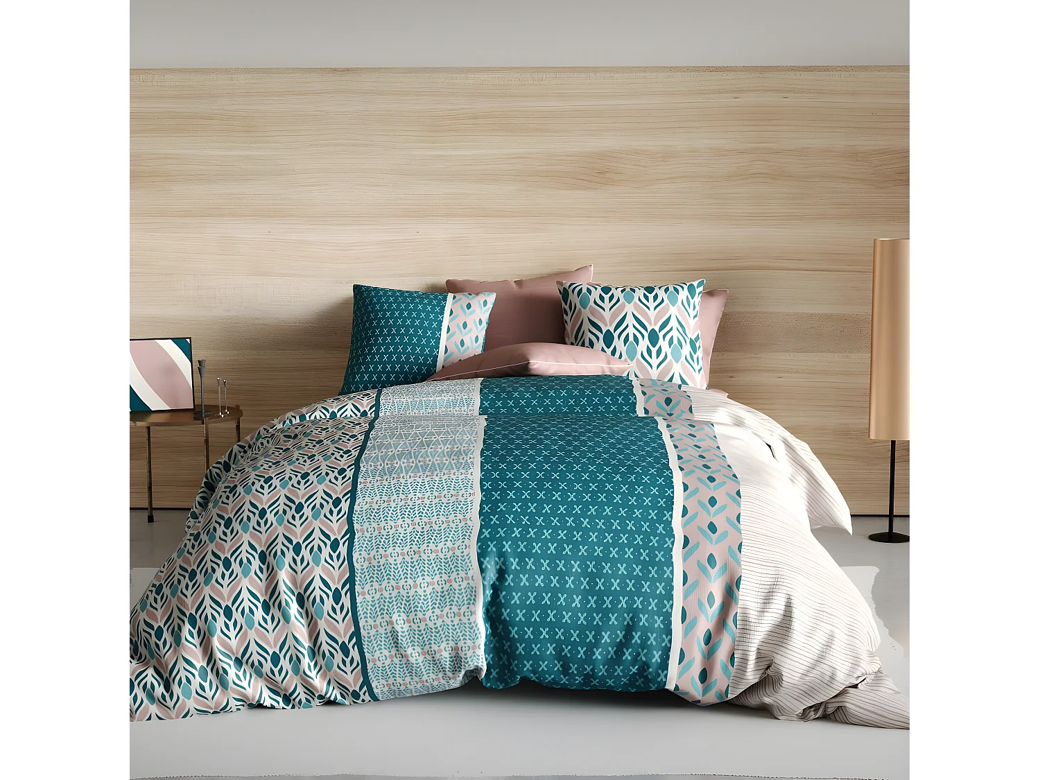 Housse de couette 140x200 cm + 1 taie d'oreiller 63x63 cm 100% Coton 57 fils Limbe