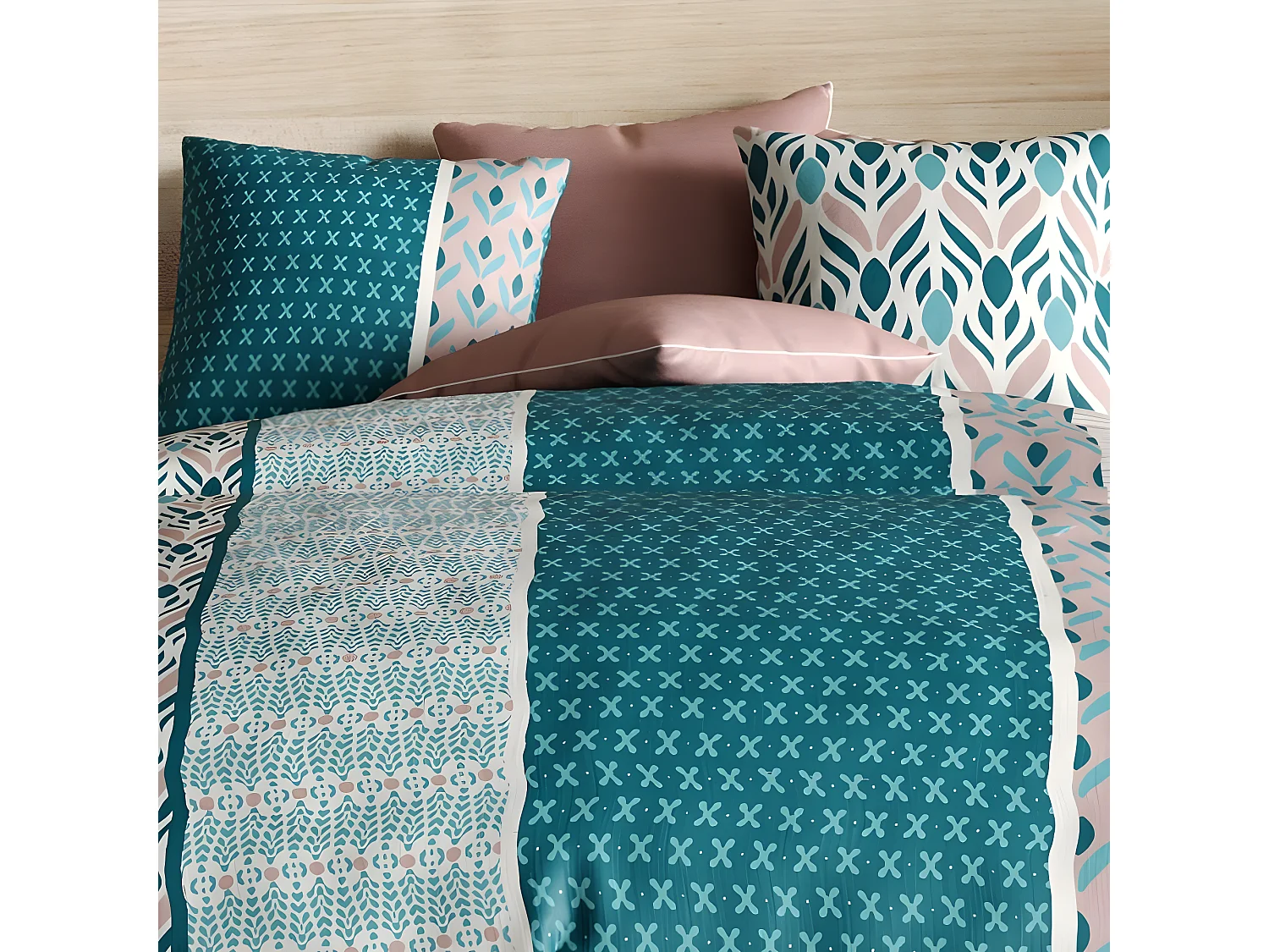 Housse de couette 140x200 cm + 1 taie d'oreiller 63x63 cm 100% Coton 57 fils Limbe