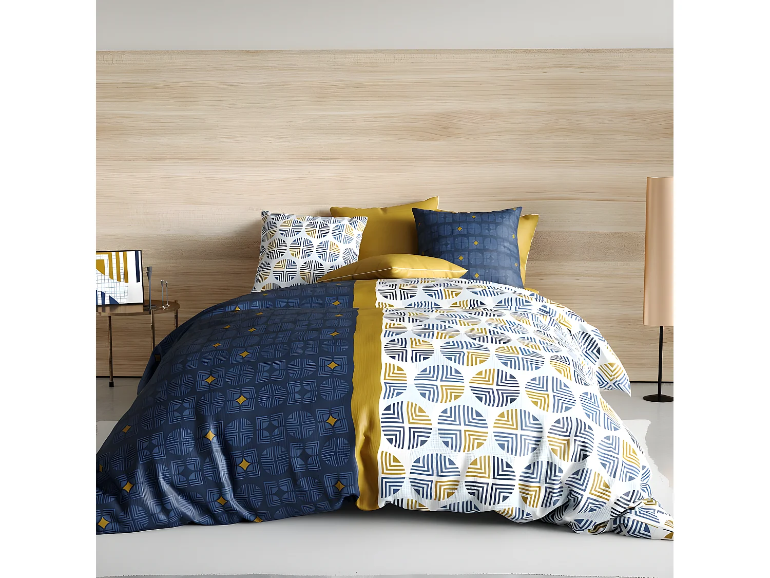 Housse de couette 240x260 cm + 2 taies d'oreiller 63x63 cm 100% Coton 57 fils Sirius