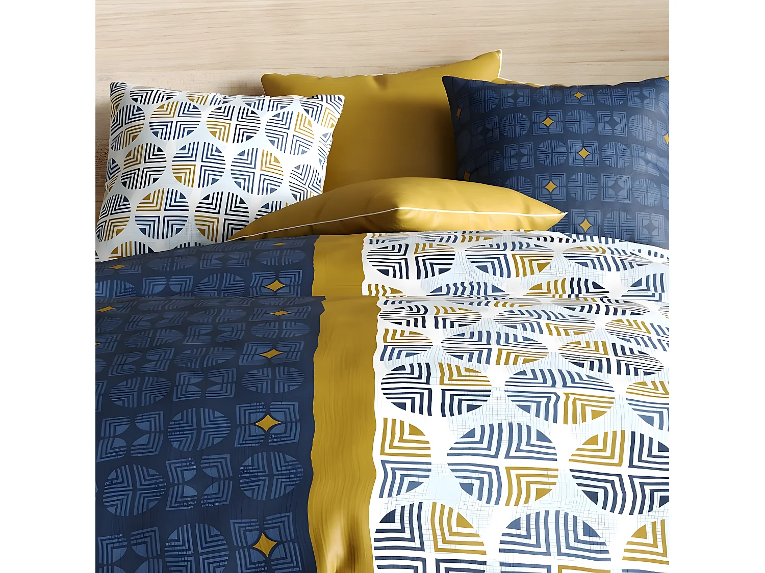 Housse de couette 240x260 cm + 2 taies d'oreiller 63x63 cm 100% Coton 57 fils Sirius